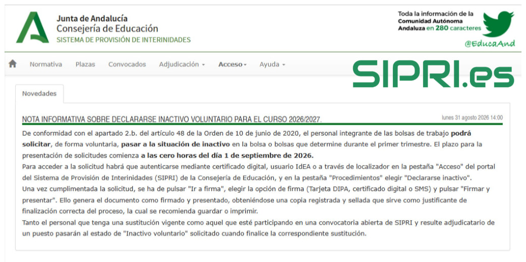 Nota oficial de la Consejería en SIPRI para septiembre de 2026